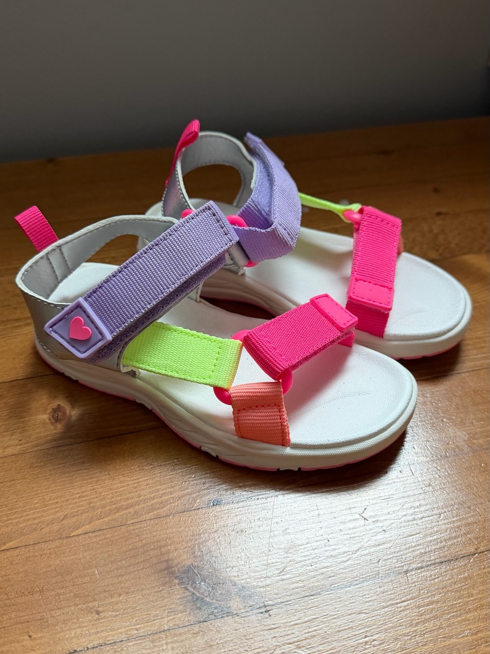 The Children's Place Neon Colorblock Hook-and-Loop Sandals - Pink, Purple & Lime
